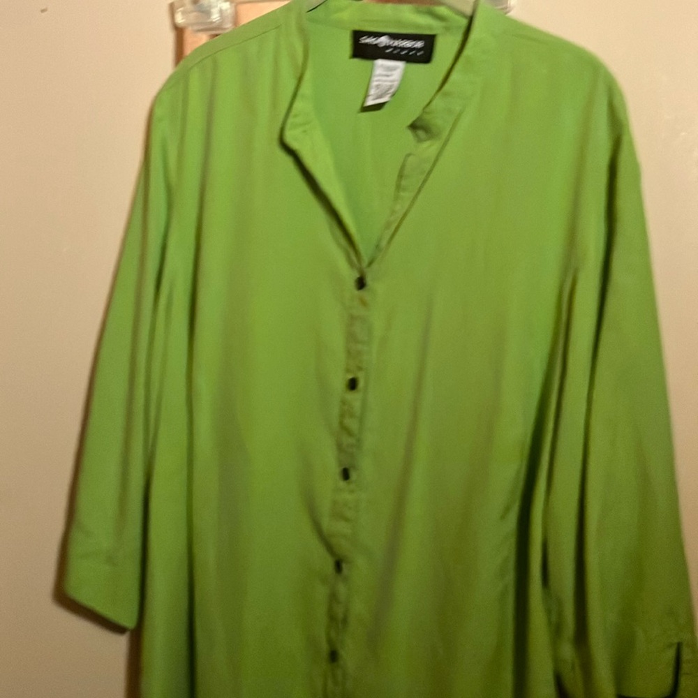 Sag Harbor Vibrant Green Silk Blouse